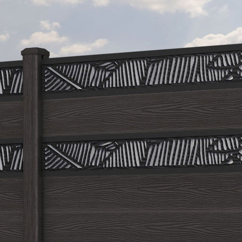 Classic Feather Split Screen Fence Panel - Dark Oak - with our composite posts