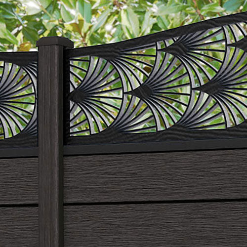 Fusion Laurel Curved Top Fence Panel - Dark Oak - with our composite posts