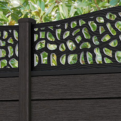 Fusion Pebble Curved Top Fence Panel - Dark Oak - with our composite posts