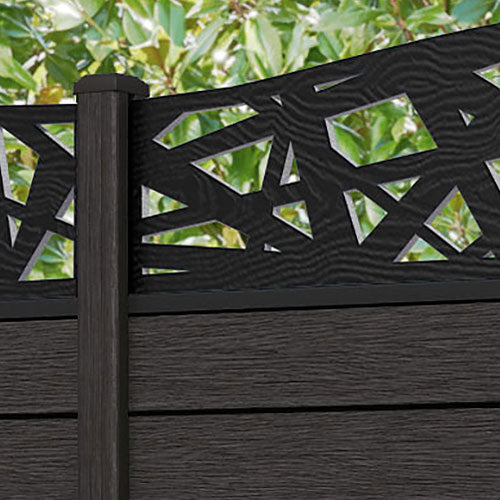 Fusion Prism Curved Top Fence Panel - Dark Oak - with our composite posts