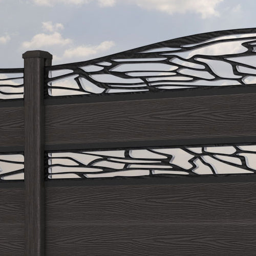 Classic Shatter Curved Top Split Screen Fence Panel - Dark Oak - with our composite posts