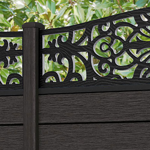 Fusion Windsor Curved Top Fence Panel - Dark Oak - with our composite posts