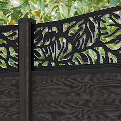 Classic Botanic Curved Top Fence Panel - Dark Oak - with our composite posts