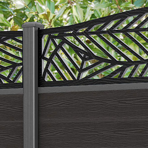 Classic Habitat Curved Top Fence Panel - Dark Oak - with our aluminium posts