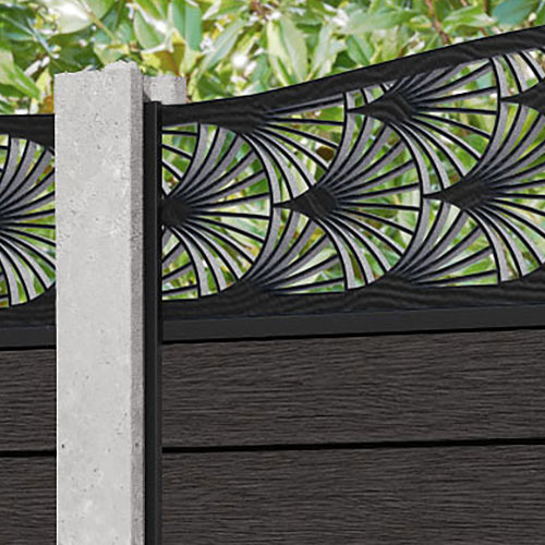 Fusion Laurel Curved Top Fence Panel - Dark Oak - for existing concrete posts