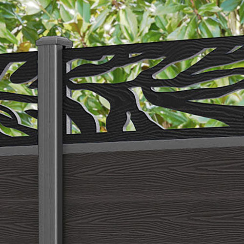 Classic Malawi Fence Panel - Dark Oak - with our aluminium posts