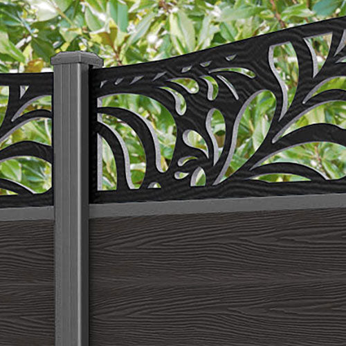 Classic Petal Curved Top Fence Panel - Dark Oak - with our aluminium posts