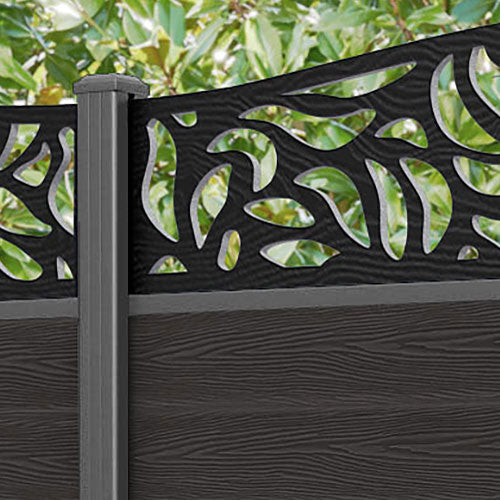 Classic Plume Curved Top Fence Panel - Dark Oak - with our aluminium posts