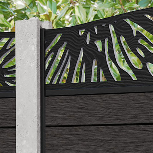 Fusion Poppy Curved Top Fence Panel - Dark Oak - for existing concrete posts
