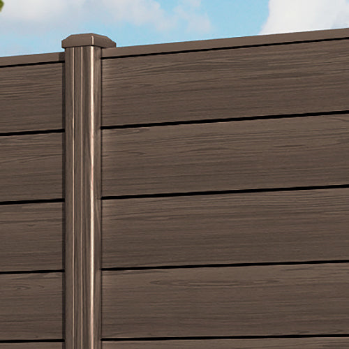 Gate Matching Aluminium Fence Panel - Dark Oak - with our aluminium posts