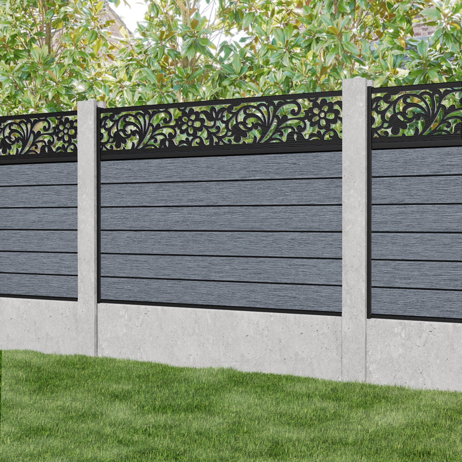 Fusion Eden Fence Panel - Anthracite - for existing concrete posts
