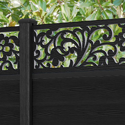 Classic Eden Fence Panel - Black - with our aluminium posts