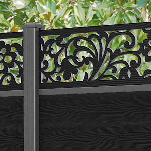 Classic Eden Fence Panel - Black - with our aluminium posts
