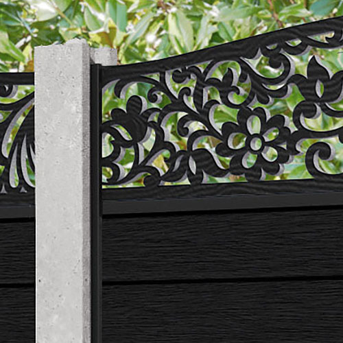 Fusion Eden Curved Top Fence Panel - Black - for existing concrete posts
