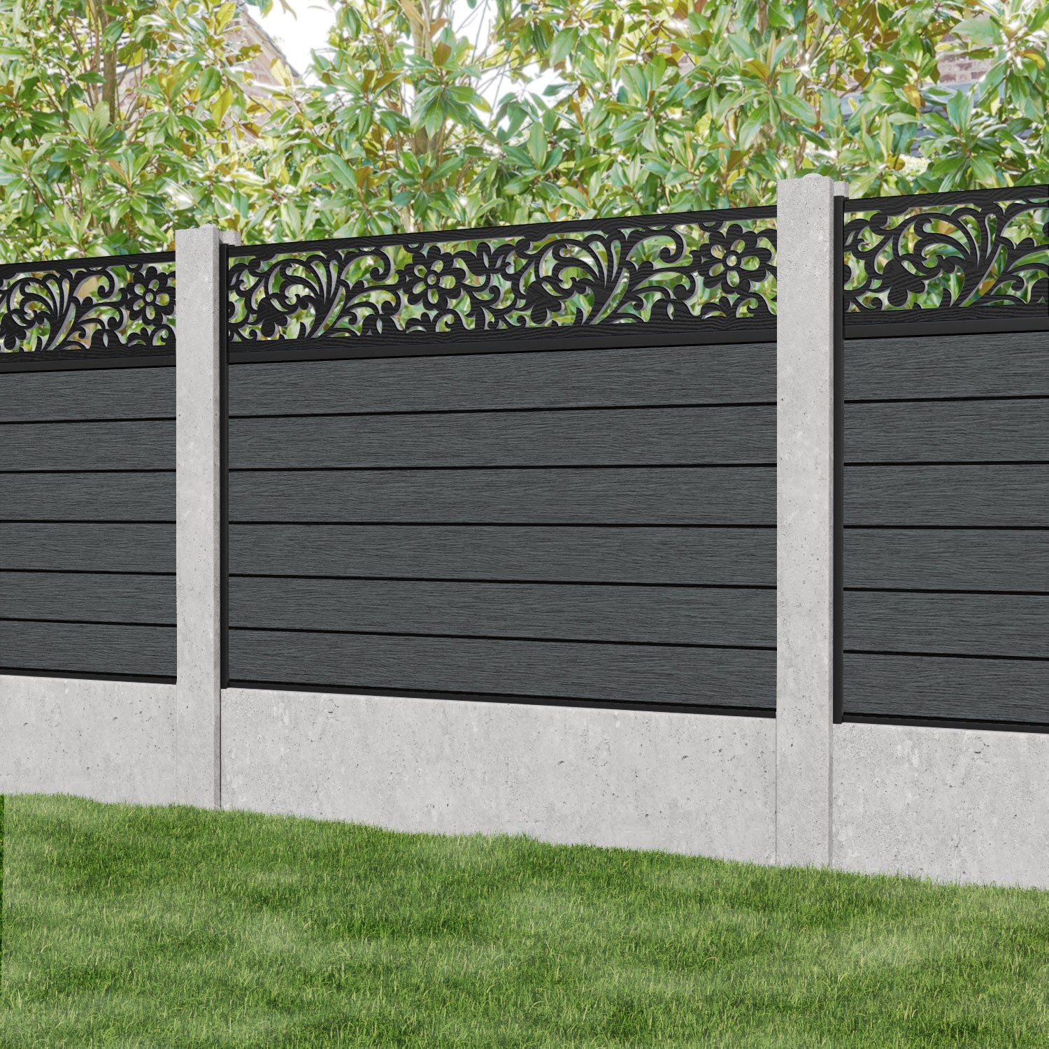Fusion Eden Fence Panel - Dark Grey - for existing concrete posts
