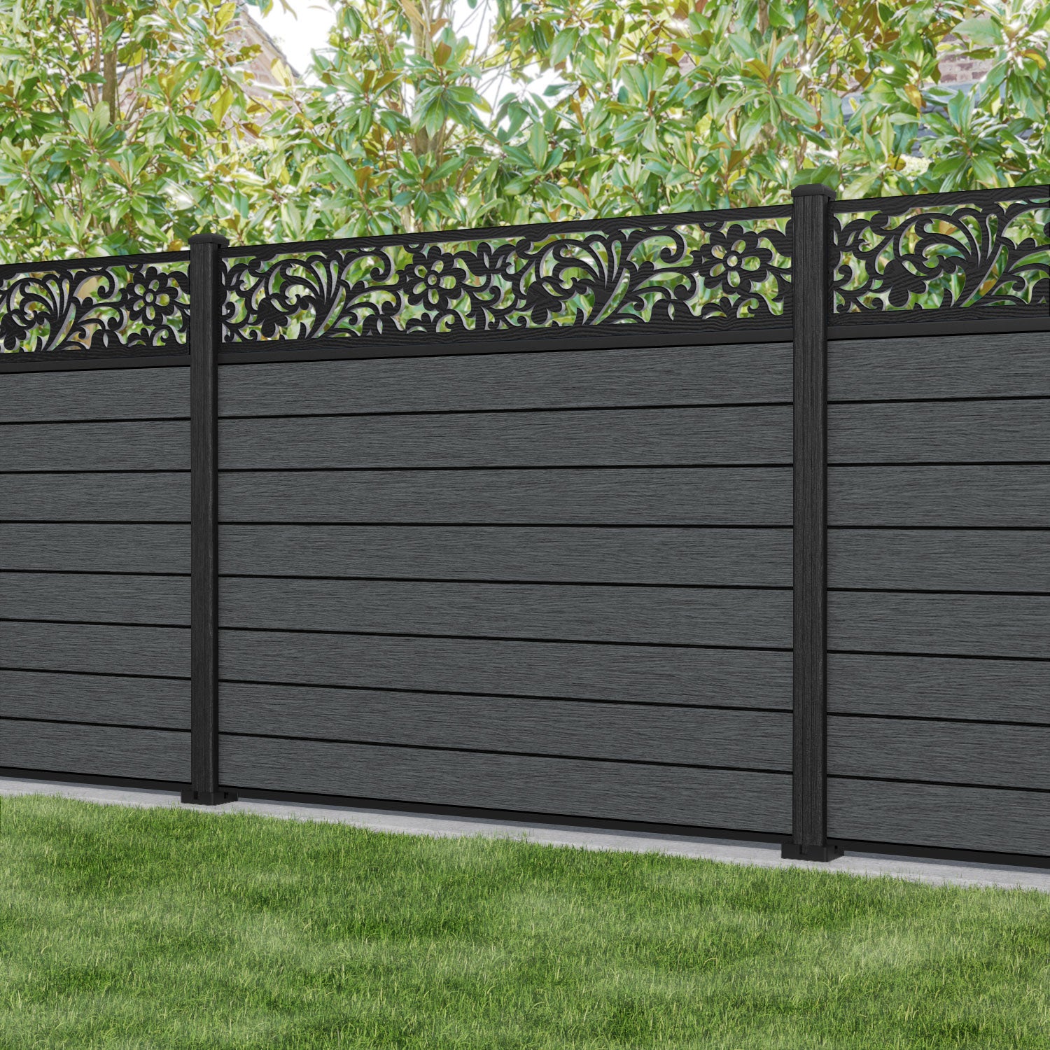 Fusion Eden Fence Panel - Dark Grey - with our composite posts