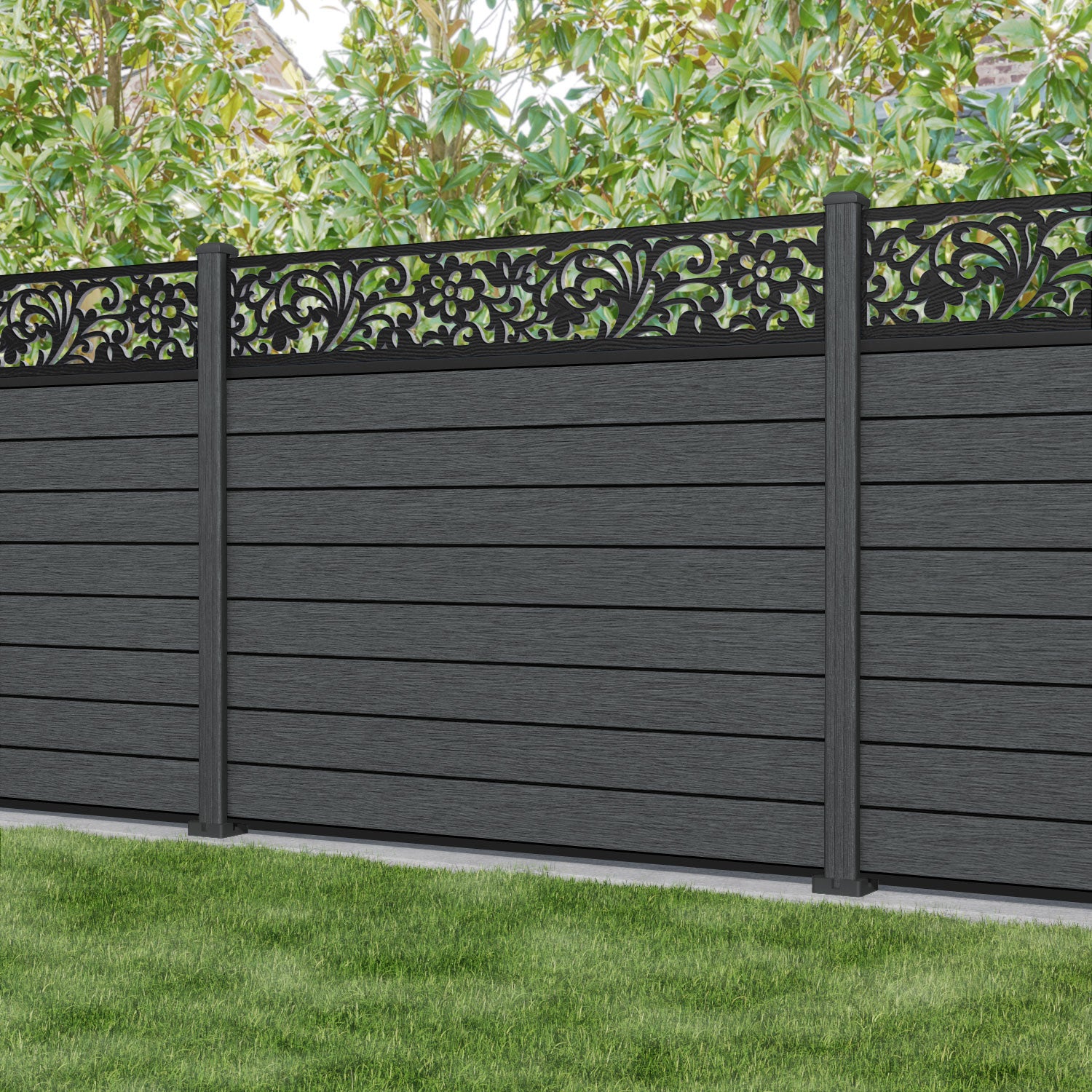 Fusion Eden Fence Panel - Dark Grey - with our composite posts