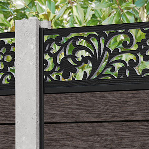 Fusion Eden Fence Panel - Mid Brown - for existing concrete posts