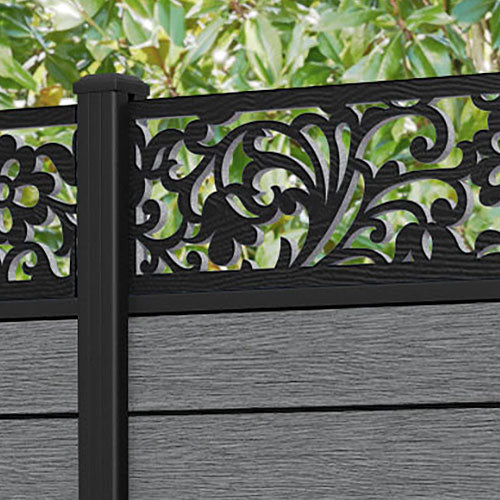Fusion Eden Fence Panel - Mid Grey - with our aluminium posts