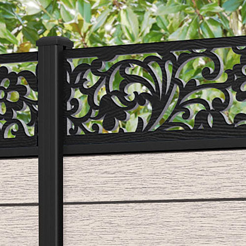 Fusion Eden Fence Panel - Mid Stone - with our aluminium posts