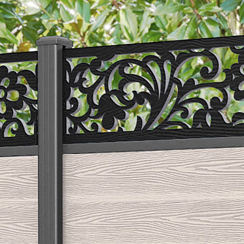 Classic Eden Fence Panel - Mid Stone - with our aluminium posts