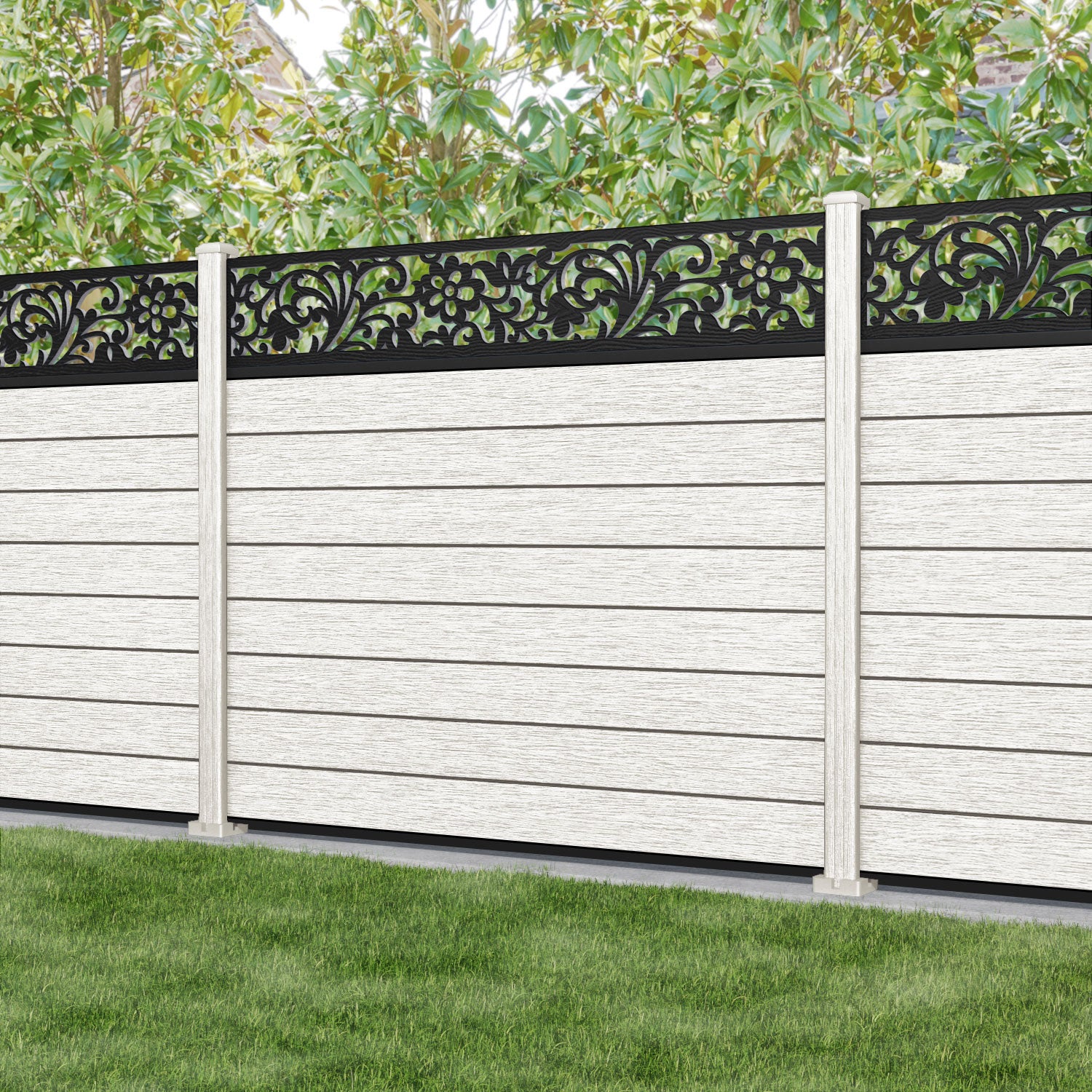 Fusion Eden Fence Panel - Light Stone - with our composite posts