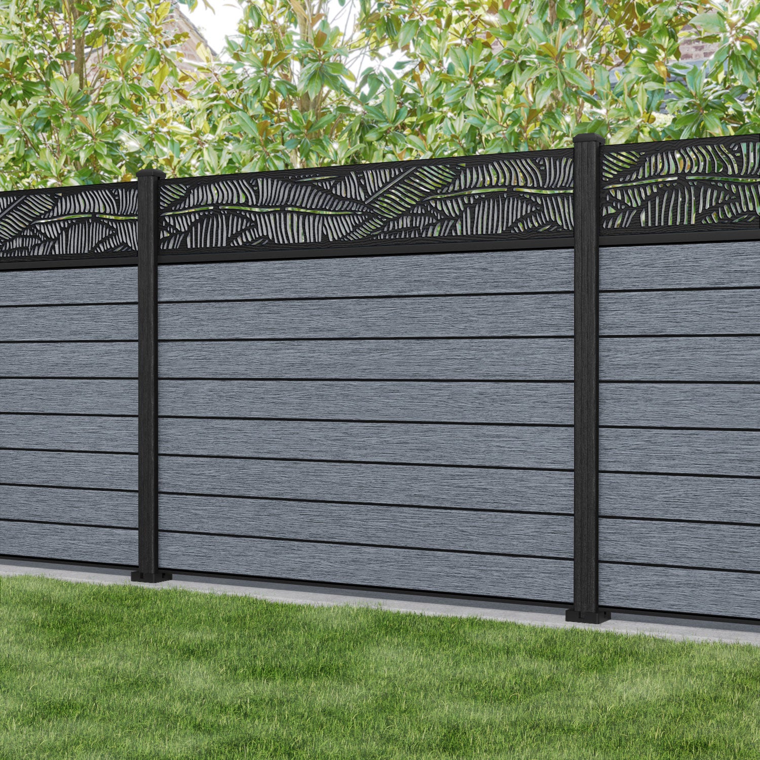 Fusion Feather Fence Panel - Anthracite - with our composite posts