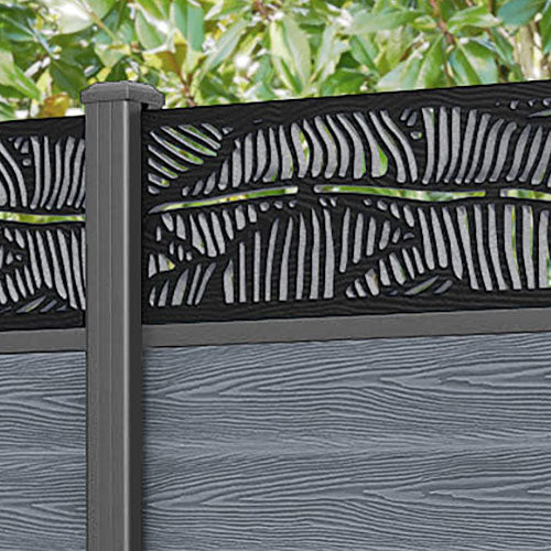 Classic Feather Fence Panel - Anthracite - with our aluminium posts