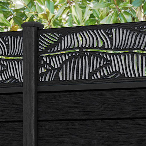 Fusion Feather Fence Panel - Black - with our composite posts