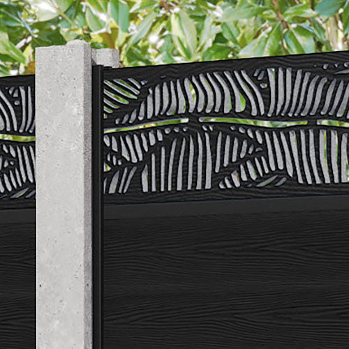 Classic Feather Fence Panel - Black - for existing concrete posts