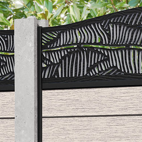 Fusion Feather Curved Top Fence Panel - Mid Stone - for existing concrete posts