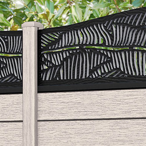 Fusion Feather Curved Top Fence Panel - Mid Stone - with our composite posts