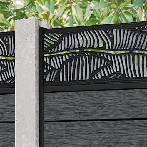 Fusion Feather Fence Panel - Dark Grey - for existing concrete posts