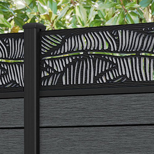 Fusion Feather Fence Panel - Dark Grey - with our aluminium posts