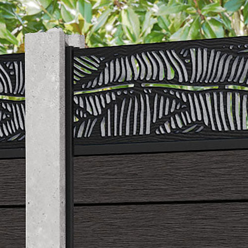 Fusion Feather Fence Panel - Dark Oak - for existing concrete posts