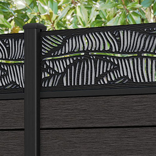 Fusion Feather Fence Panel - Dark Oak - with our aluminium posts