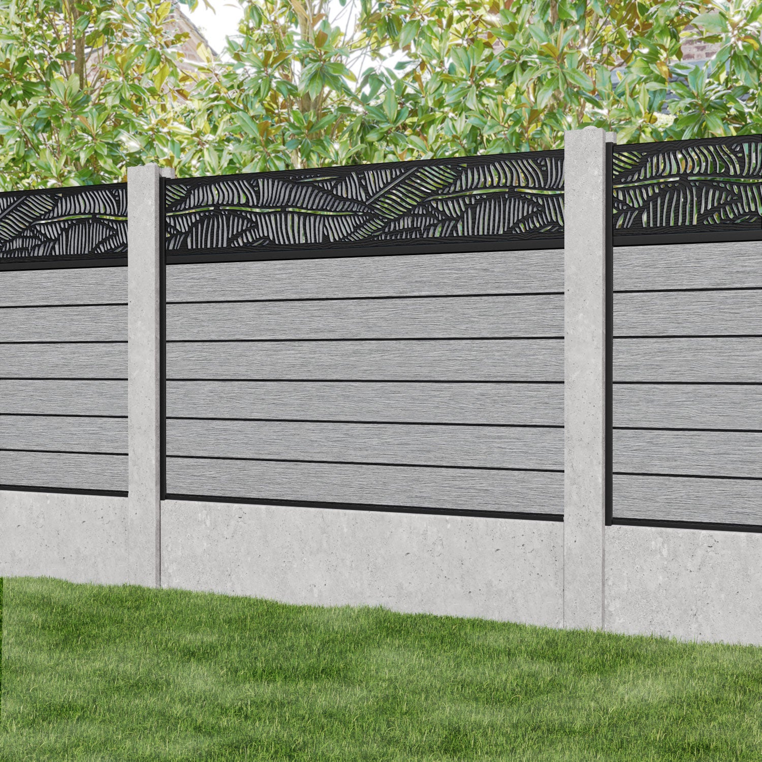 Fusion Feather Fence Panel - Light Grey - for existing concrete posts