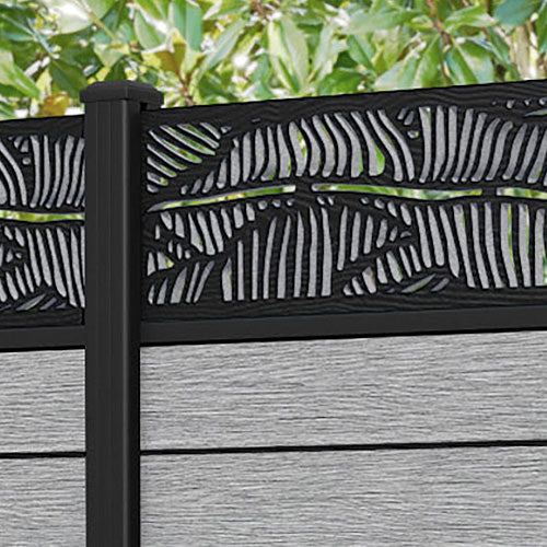 Fusion Feather Fence Panel - Light Grey - with our aluminium posts