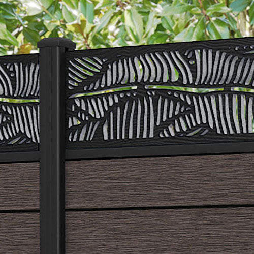 Fusion Feather Fence Panel - Mid Brown - with our aluminium posts