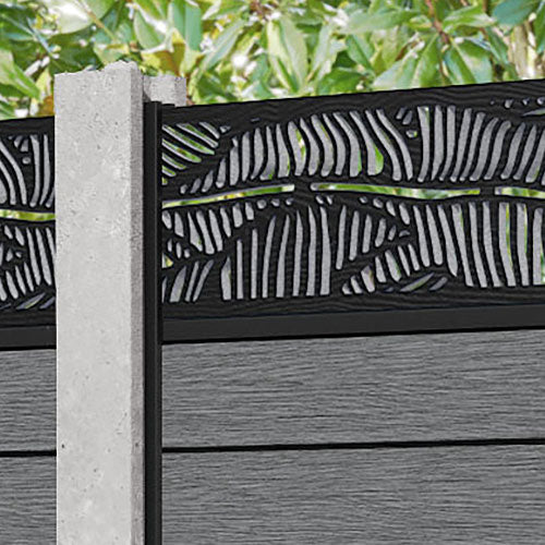 Fusion Feather Fence Panel - Mid Grey - for existing concrete posts
