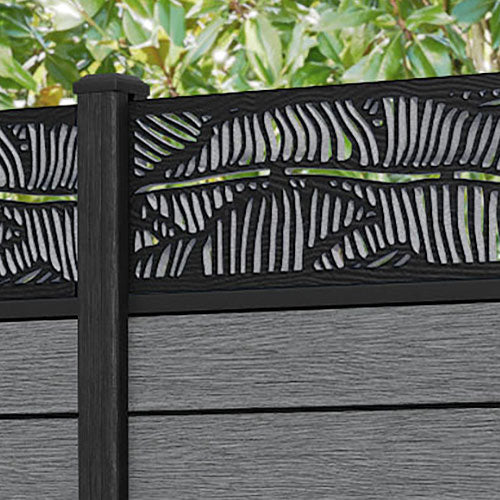 Fusion Feather Fence Panel - Mid Grey - with our composite posts