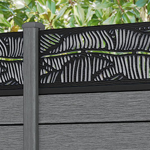 Fusion Feather Fence Panel - Mid Grey - with our composite posts