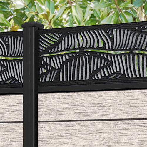 Fusion Feather Fence Panel - Mid Stone - with our aluminium posts