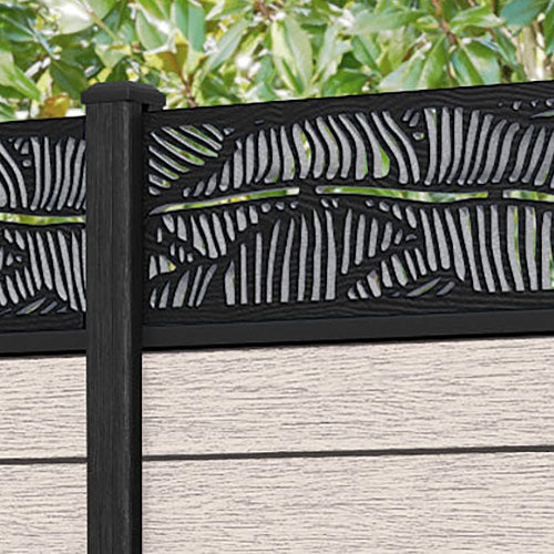 Fusion Feather Fence Panel - Mid Stone - with our composite posts