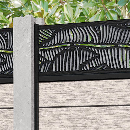 Fusion Feather Fence Panel - Mid Stone - for existing concrete posts