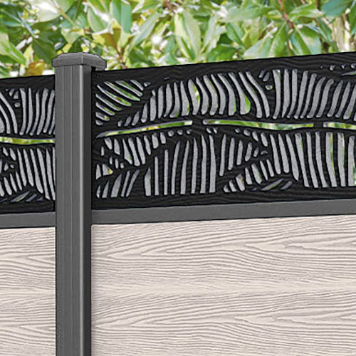 Classic Feather Fence Panel - Mid Stone - with our aluminium posts