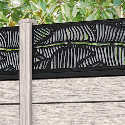 Fusion Feather Fence Panel - Mid Stone - with our composite posts