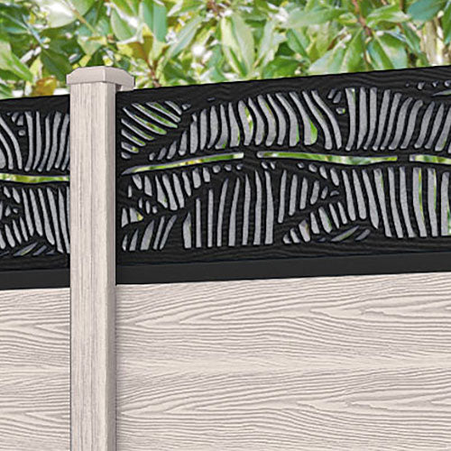 Classic Feather Fence Panel - Mid Stone - with our composite posts