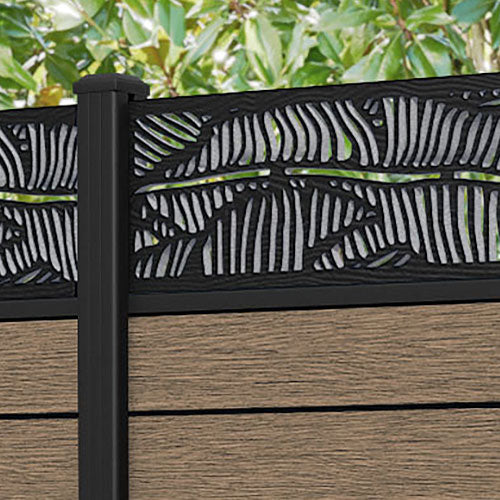 Fusion Feather Fence Panel - Teak - with our aluminium posts