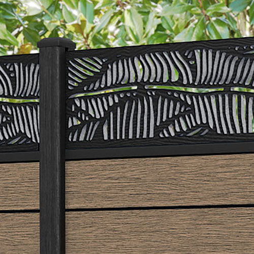 Fusion Feather Fence Panel - Teak - with our composite posts